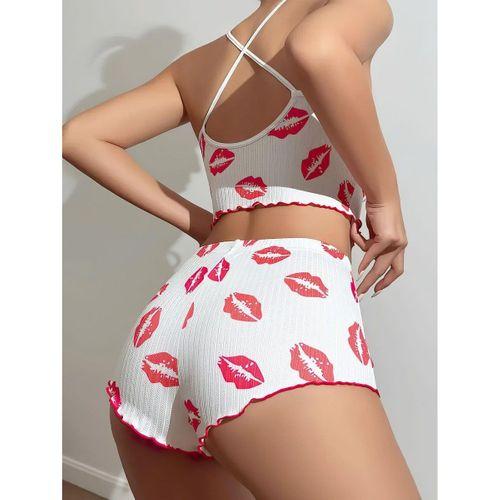 Dudak Desenli Şortlu Pijama Takımı