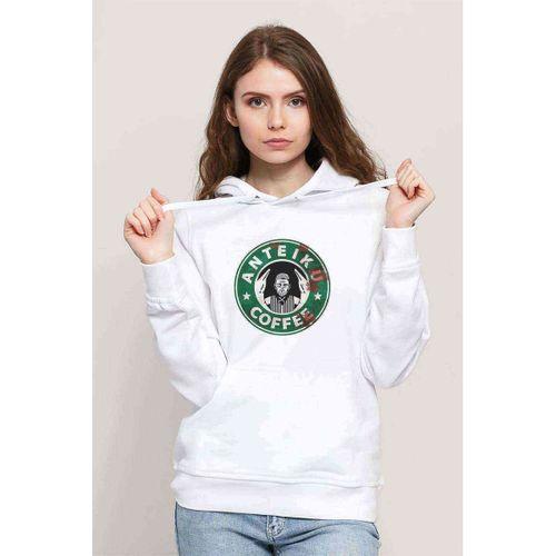 Anime Tokyo Ghoul Anteiku Baskılı Beyaz Kadın Kapşonlu Sweatshirt