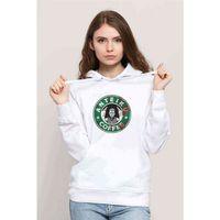 Anime Tokyo Ghoul Anteiku Baskılı Beyaz Kadın Kapşonlu Sweatshirt