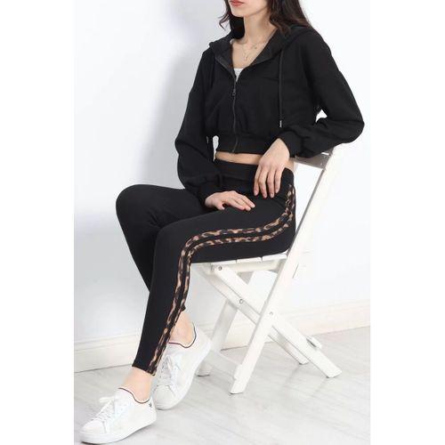 pilelistore Çift Şeritli Tayt Siyahleopar