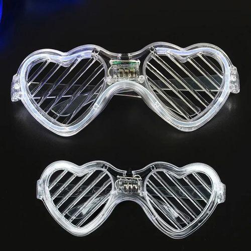 Beyaz LED Işıklı Kalp Gözlük – 3 Modlu Parti &amp;