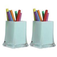 2 Adet Kalemlik Buz Mavi Renkli Ofis Gereci 6X6X10Cm 300Ml
