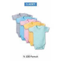 Çok Renkli Yarım Kol Body Zıbın 2-7 YAŞ Çocuklar İçin (5 ADET) Alttan Çıtçıtlı Özel Gereksinimli