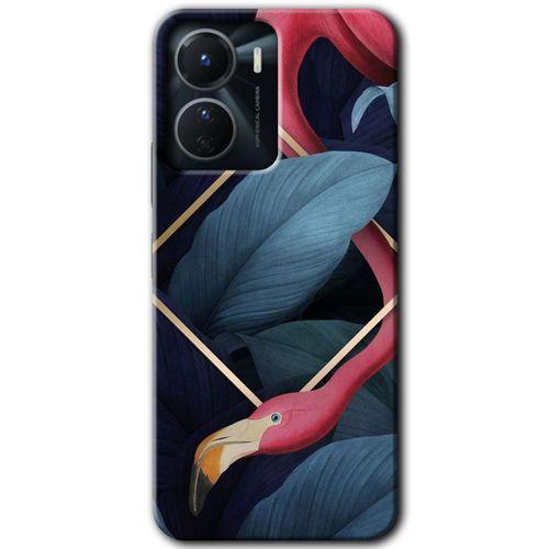 Vivo Y16 Kılıf HD Desen Baskılı Arka Kapak - Flamingo Yaprak