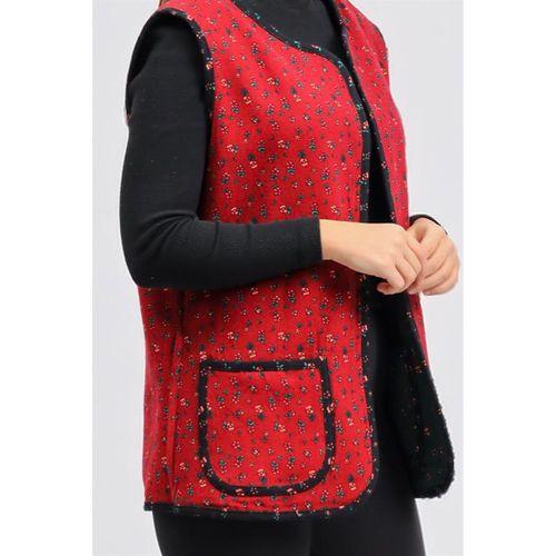 Kolsuz Meryem Çift Taraflı Cepli Pazen Kışlık Yelek Yeşil/Bordo Yşl/Brd