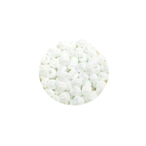 Dökme Cam Kum Boncuk Büyük Boy (6/0) 4 mm - 20 Gram - Kar Beyaz - BNC073