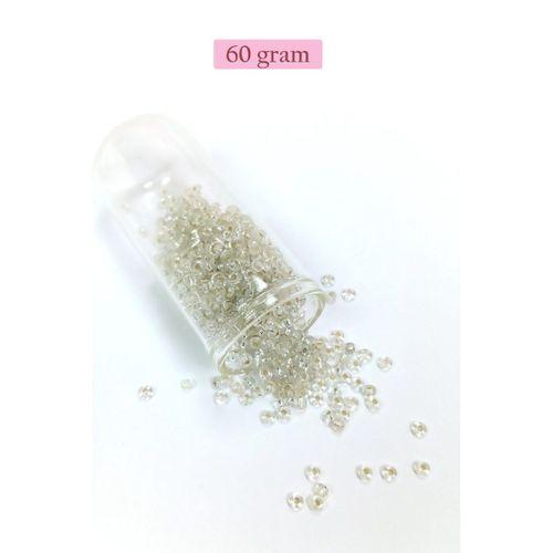 Dökme Cam Kum Boncuk (8/0) 3 mm - 60 Gram - Şeffaf Beyaz - BNC197
