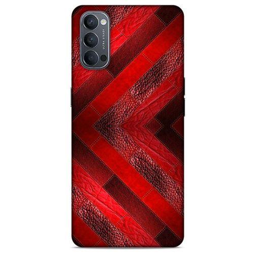 Oppo Reno 4 Kılıf Patchwork (28) Arka Kapak Kırmızı Siyah
