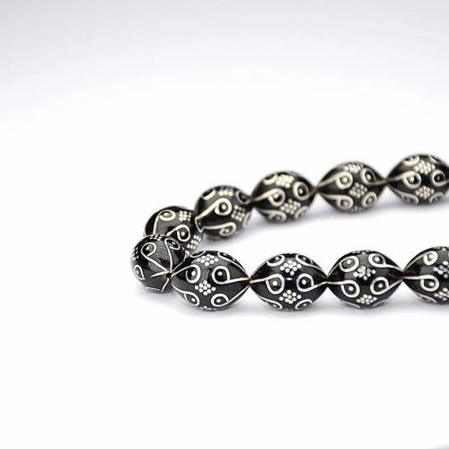 Oltu Taşı Ötr İşleme On İkili Damal İşlemeli Tespih