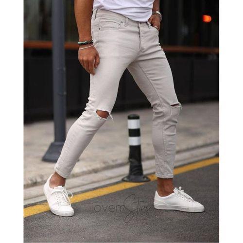 Erkek Taş Yırtık Detaylı Skinny Jean
