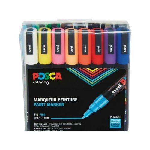UNİBALL POSCA ( 0.9 -1.3 ) SU BAZLI POSTER MARKÖRÜ 16'LI SET
