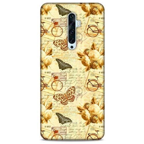 Oppo Reno 2z Kılıf Kelebek Etkisi (33) Hybrid Kılıf Kahverengi Turuncu