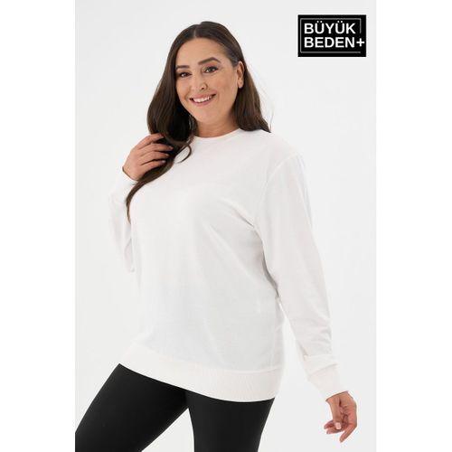 Kadın Büyük Beden Bisiklet Yaka İnce Sweatshirt – Regular Fit %64 Pamuklu SPR26BSWk956