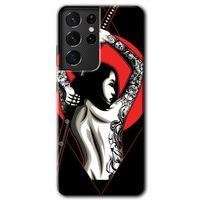 Potkal Hediye Fabrikası Samsung Galaxy S21 Ultra HD Baskılı Kılıf + 9D Tam Ekran Koruyucu - Samurai Girl