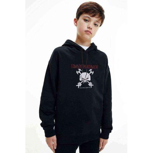 Iron Maiden Baskılı Unisex Çocuk Kapüşonlu Siyah Sweatshirt