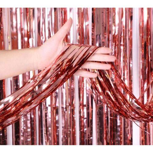Eğitici Oyuncak Rose Gold Püsküllü Kapı Perdesi - Parti, Bekarlığa Veda, Doğum Günü 1x2 m