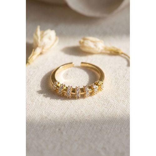 Zirkon Taşlı Gold Renk Vintage Kadın Yüzük