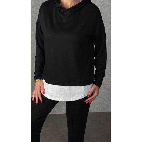 Kadın Uzun Kollu Kapşonlu Bağcıklı Viskon Iki Iplik Bluz Ve Pantolon Ikili Takım