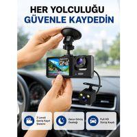 Üç Kameralı Araç İçi Kayıt Sistemi Full Hd Gece Görüşlü Ve G-sensör Destekli