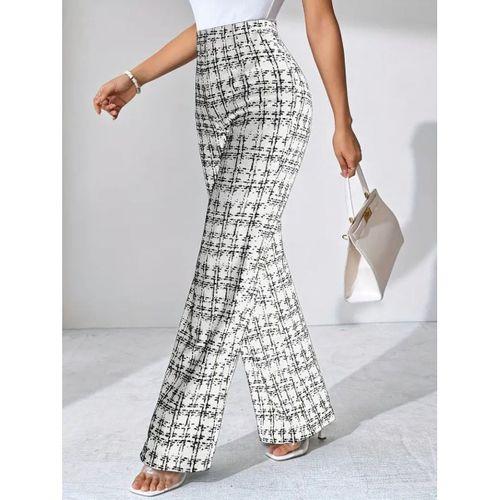 Kadın Yüksek Bel Paçaya Doğru Geniş Dokuma Pantolon