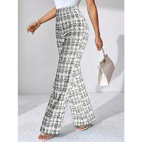 Kadın Yüksek Bel Paçaya Doğru Geniş Dokuma Pantolon