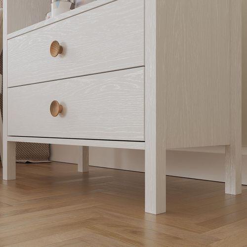 Venezia Baby 2 Çekmeceli Geniş Bölmeli Ahşap Ayaklı Şifonyer - Minifiks - Wood Beyaz