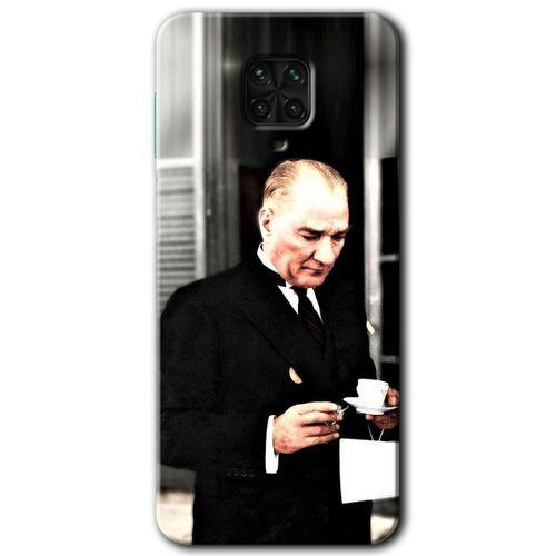 Xiaomi Redmi Note 9 Pro Kılıf Baskılı Arka Kapak - Atatürk Türk Kahvesi +Tam Ekran Koruyucu