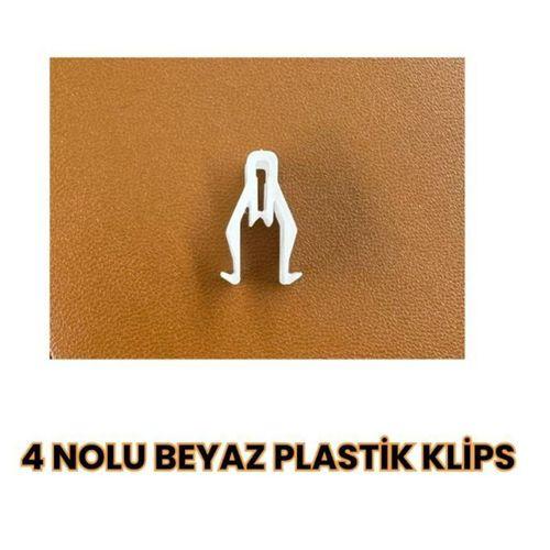4 Nolu Beyaz Plastik Klips | Universal Sabitleme Klipsi | 100’lü