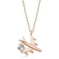 Lucky Life 925 Ayar Gumuss  Rose Tek Taşlı Uçak Lucky Life Lucky Life Kadın Kolye
