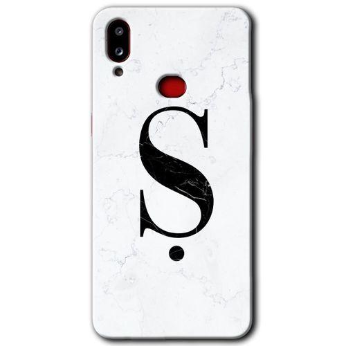 Potkal Hediye Fabrikası Samsung Galaxy A10s Kılıf HD Desen Baskılı Arka Kapak - Beyaz Mermer Desenli Ş Harfi
