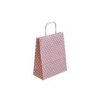 KRAFT KAĞIT ÇANTA PEMBE PUANLI 18CM X 24CM - 1 ADET