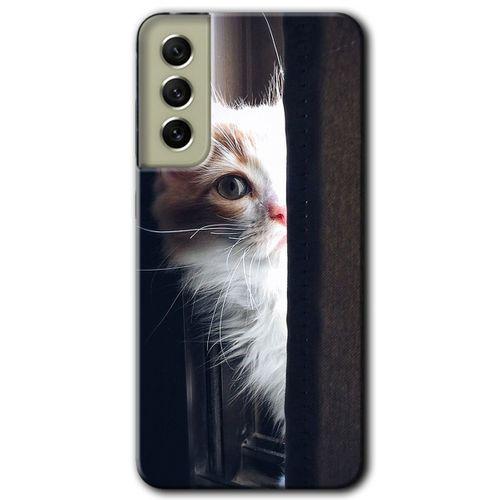 Samsung Galaxy S21 FE Kılıf Kapak - Kedi Bakışı +Hayalet Ekran Yandan Gözükmez