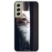 Samsung Galaxy S21 FE Kılıf Kapak - Kedi Bakışı +Hayalet Ekran Yandan Gözükmez
