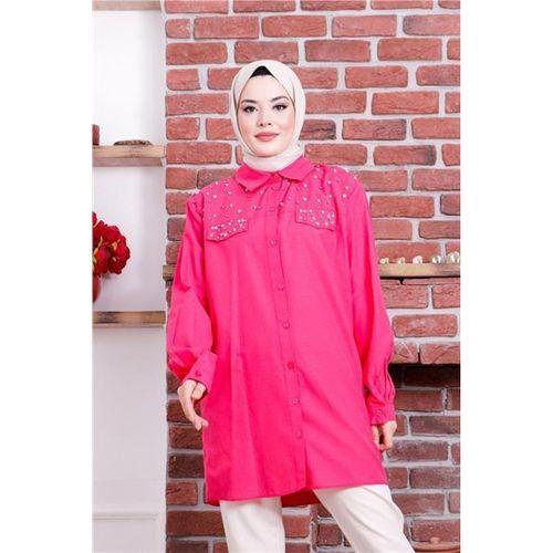 Neşe Taşlı Gömlek - 02087.025 - Fuşya