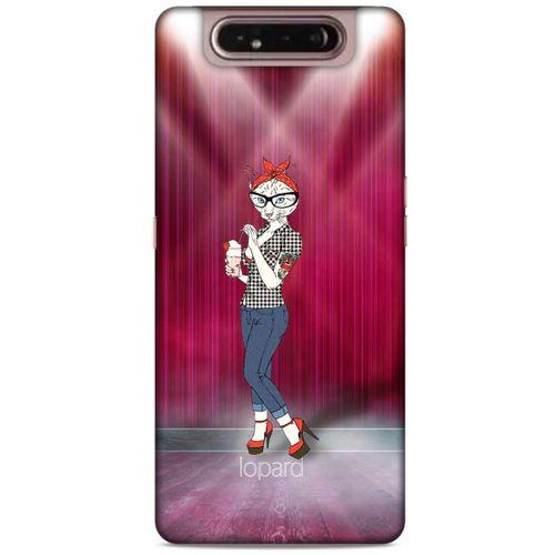 Samsung Galaxy A80 Kılıf FunnyMaX (50) Shockproof Kılıf Koyu Pembe Kedi