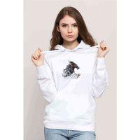 The Witcher Transparent Baskılı Beyaz Kadın Kapşonlu Sweatshirt