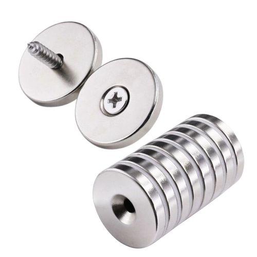 10 Adet 25x10/5x5,5 Mm Neodyum Mıknatıs Havşa Delikli Magnet Vida Atılabilir N35 Nikel Paslanmaz