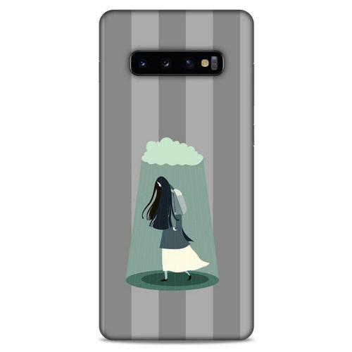 Samsung Galaxy S10 Plus Kılıf Depresyon (20) Koruyucu Kılıf Bej Siyah