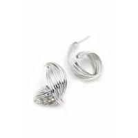 Metal Kıvrımlı Küpe - Gümüş