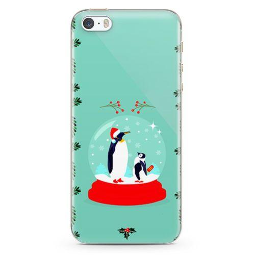 Apple iPhone 5s Kılıf Kar Küresi Penguen Arka Kapak Koruma Desenli Full Koruyucu