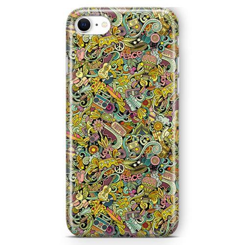 Apple iPhone SE 2020 Kılıf Hippie Doodle Arka Kapak Koruma Desenli Full Koruyucu