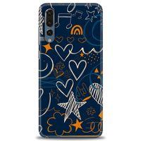 Huawei P20 Pro Kılıf HD Baskılı Kılıf - Notalar ve Kalpler + Tam Ekran Koruyucu
