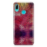 Huawei P Smart 2019 Kılıf Kırmızı Pembe Motifler Arka Kapak Koruma Desenli Full Koruyucu