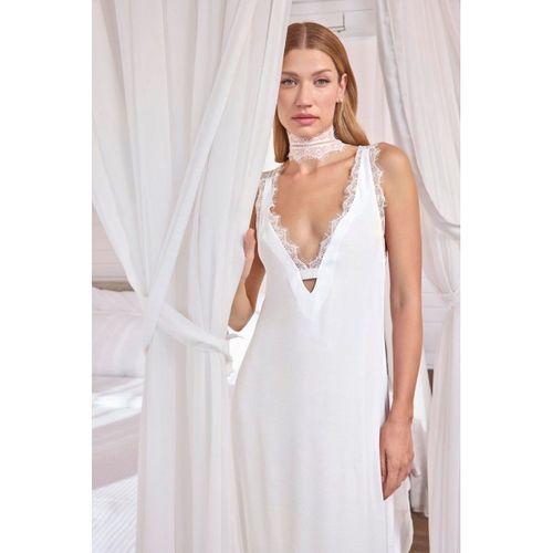 Göğüs Ve Sırt Dekolteli Dantelli Saten Gecelik