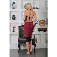 Bordo Lcralı Kumaş Dantelli Gecelik - 218