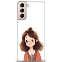 Samsung Galaxy S21 FE Kılıf HD Baskılı Kılıf - Tatlı Kız + Tam Ekran Koruyucu