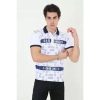 Erkek Yakalı Slim Fit Baskılı T-Shirt - Beyaz