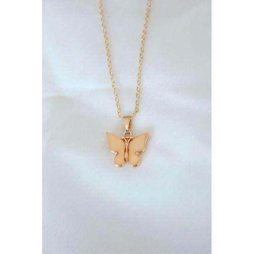 Gold Kaplama Sarı Renk Sedefli Kelebek Kolye