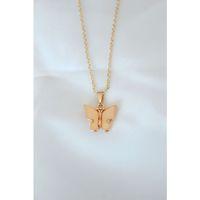 Gold Kaplama Sarı Renk Sedefli Kelebek Kolye