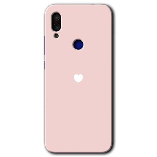 MRCİLETİSİM Xiaomi Redmi Note 7 Kılıf HD Desen Baskılı Arka Kapak+Temperli Cam - Sade Kalp